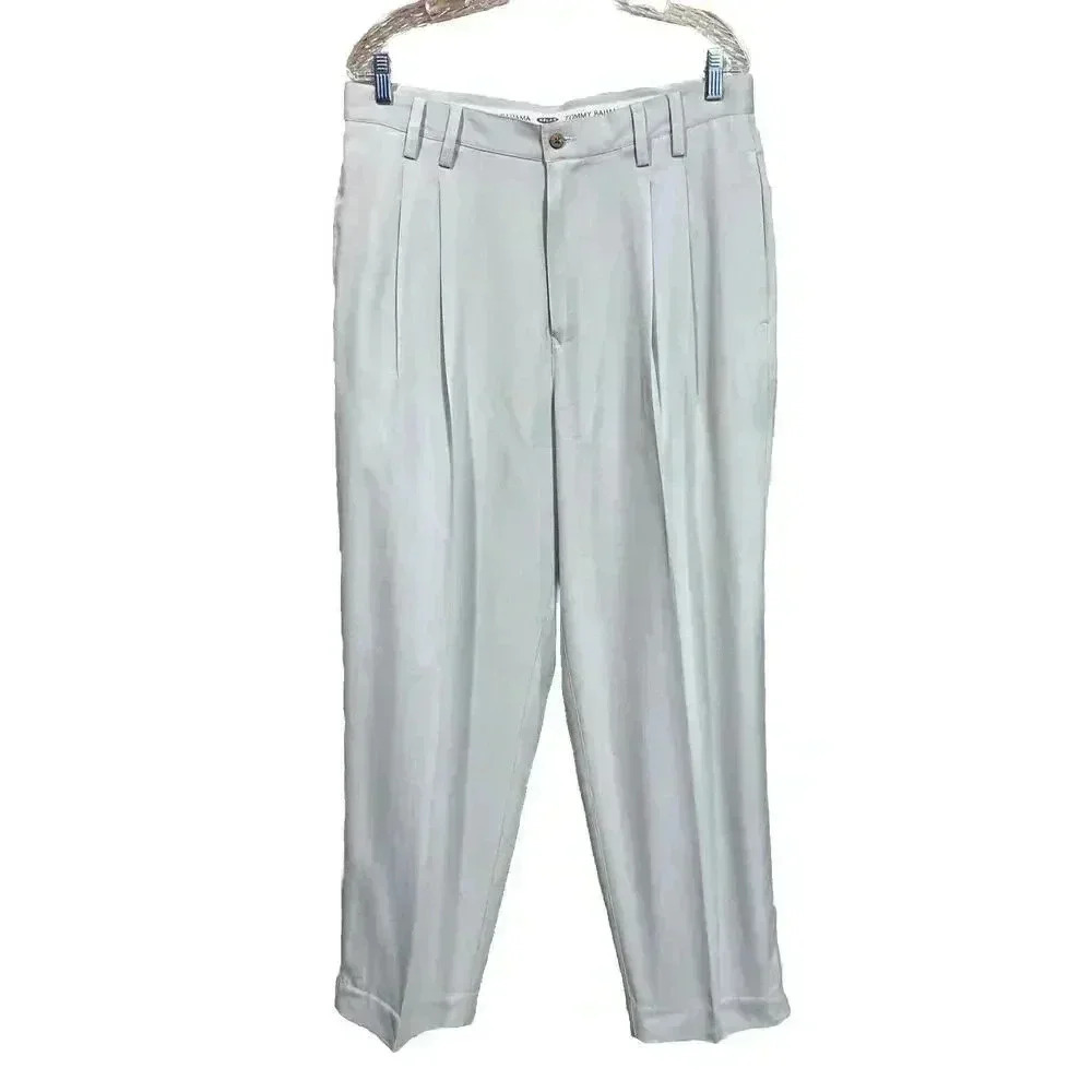 Tommy Bahama Silk Pants Mens 35X30 Relaxed Fit Chino Twill Pleated Front